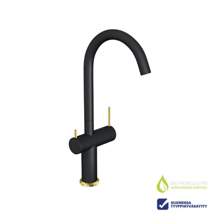 LAPETEK ROUNDPIN-A, black/brass, dishwasher valve